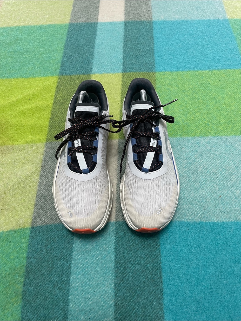 On CLOUDMONSTER Women’s Size 9.5 White/Frost Blue Running Shoes